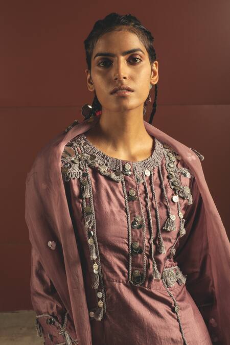 Priyanka Singh Purple Silk Round Embroidered Kurta Set Online at Aza Fashions Priyanka Singh_Purple Silk Round Embroidered Kurta Set _Online_at_Aza_Fashions