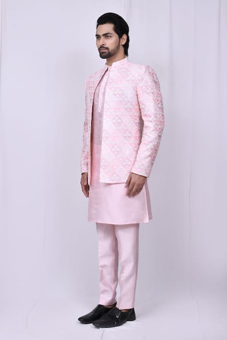 Buy Arihant Rai Sinha Pink Silk Embroidery Jacket And Kurta Set Online at Aza Fashions Buy_Arihant Rai Sinha_Pink Silk Embroidery Jacket And Kurta Set _Online_at_Aza_Fashions