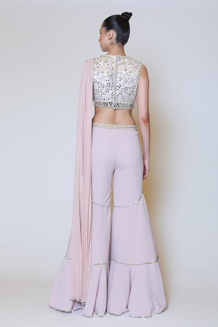 Preeti S Kapoor Georgette Draped Gharara Saree Set 