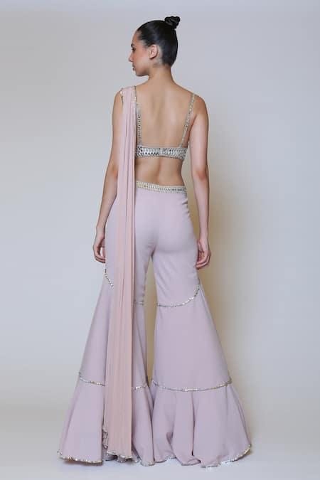 Preeti S Kapoor Georgette Draped Gharara Saree Set 