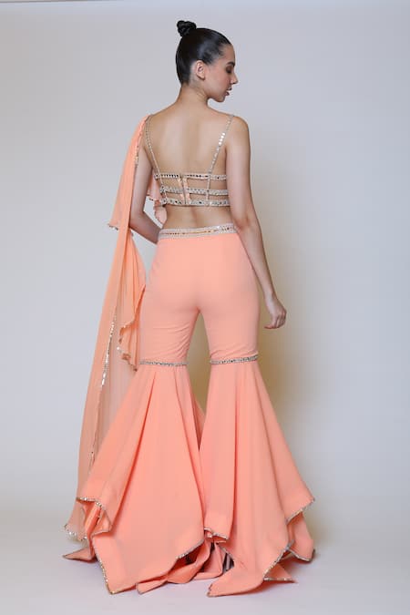 Preeti S Kapoor Georgette Draped Gharara Saree Set 