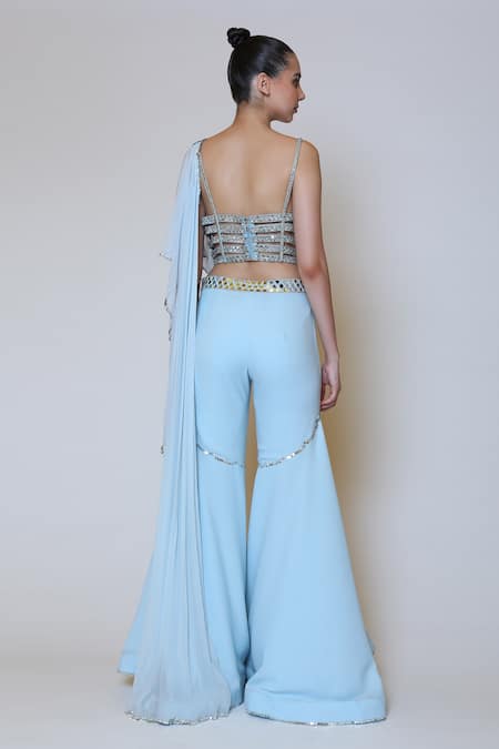 Preeti S Kapoor Georgette Draped Gharara Saree Set 