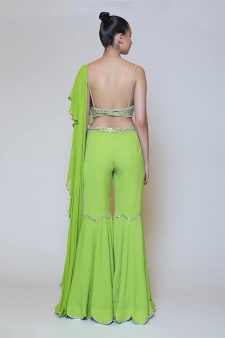 Preeti S Kapoor Georgette Draped Gharara Saree Set 