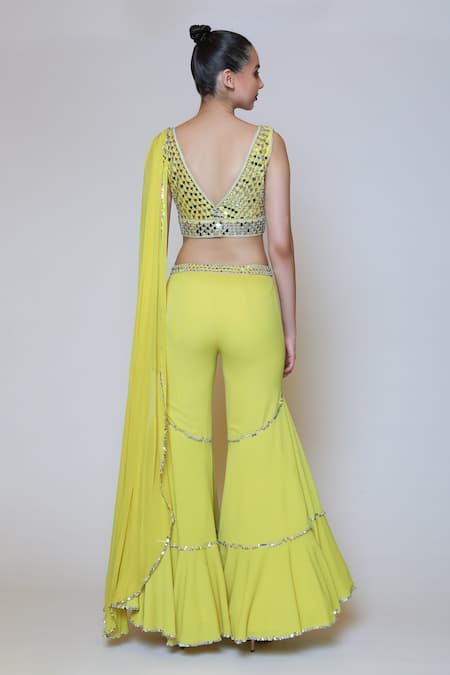 Preeti S Kapoor Georgette Draped Gharara Saree Set 