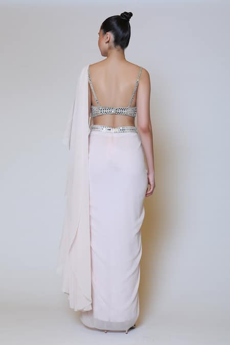 Preeti S Kapoor Georgette Draped Ruffle Saree Set 