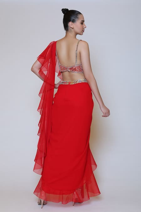 Preeti S Kapoor Georgette Draped Saree Set 