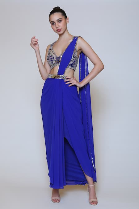 Preeti S Kapoor Georgette Draped Saree Set 