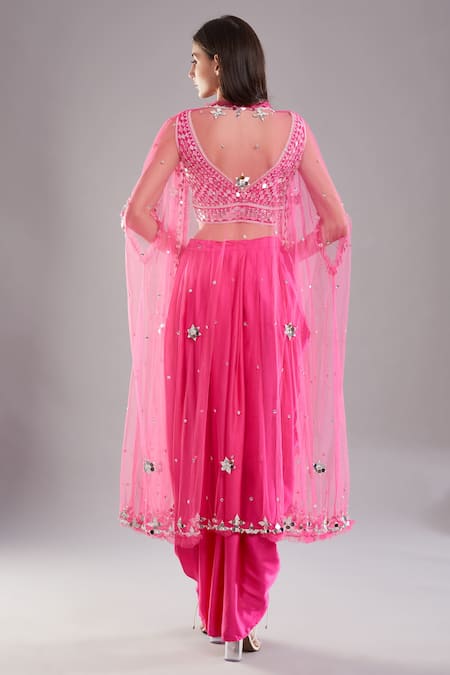 Preeti S Kapoor Mirror Work Cape & Skirt Set 