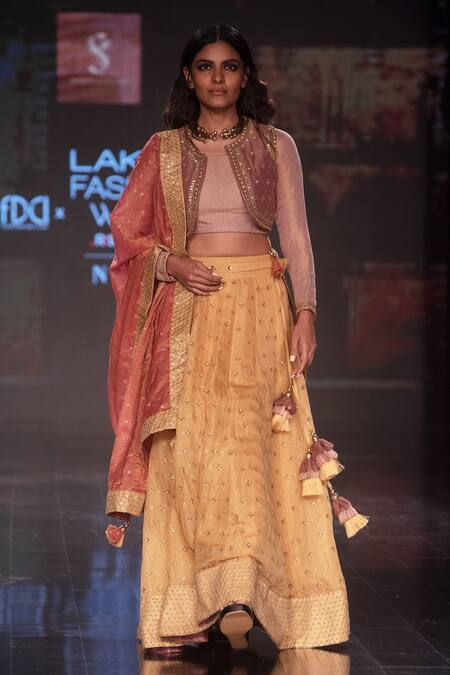 Buy Shruti Sancheti Yellow Gold Tissue Sequin And Thread Round Embroidered Jacket Lehenga Set Online at Aza Fashions Buy_Shruti Sancheti_Yellow Gold Tissue Sequin And Thread Round Embroidered Jacket Lehenga Set _Online_at_Aza_Fashions