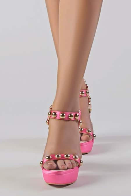 Papa Don't Preach Accessories_Pink Beads, Tassels Open Toe Block Heels_Online_at_Aza_Fashions