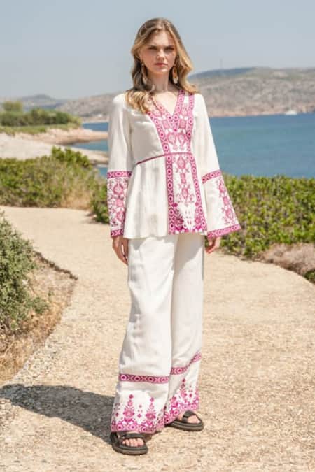 Shruti Sancheti Embroidered Peplum Top & Pant Set 