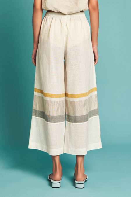 Manan White Handloom Linen Pant 4