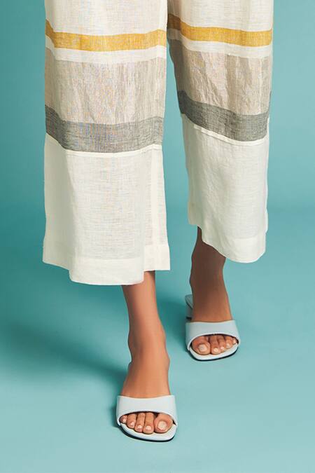 Manan White Handloom Linen Pant 5