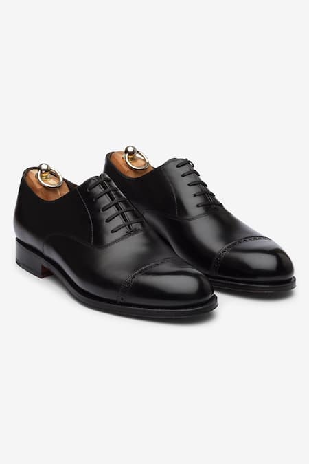 Shop Bridlen Black Leather Cap Toe Oxfords at Aza Fashions Shop_Bridlen_Black Leather Cap Toe Oxfords_at_Aza_Fashions