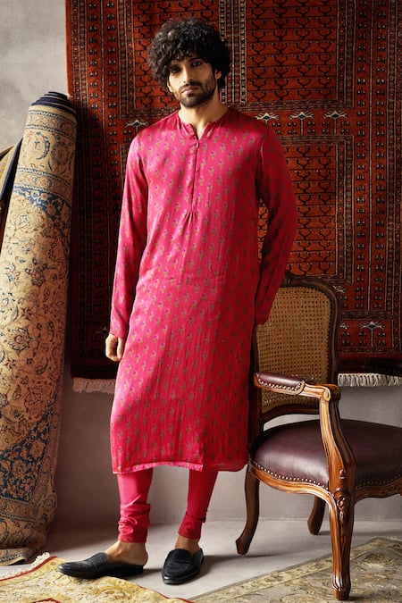 Punit Balana Satin Silk Printed Kurta Set 