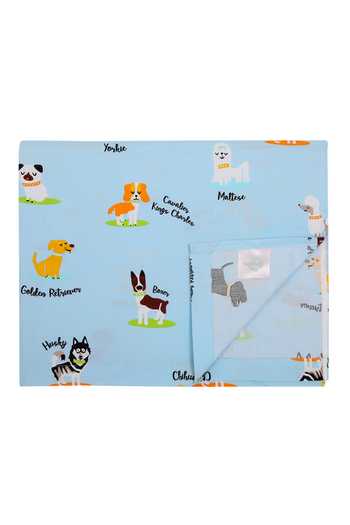 Nigh Nigh_Blue Printed Bedsheet With Pillow Cover _Online_at_Aza_Fashions