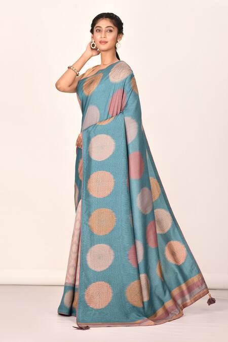 Soft MulMul Cotton with Ikkat Jaipur Block Printed Sarees 20847N – Griiham