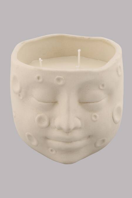 Shop Rural Theory Ivory Stone Luna Lavender And Vanilla Candle Holder at Aza Fashions Shop_Rural Theory_Ivory Stone Luna Lavender And Vanilla Candle Holder_at_Aza_Fashions