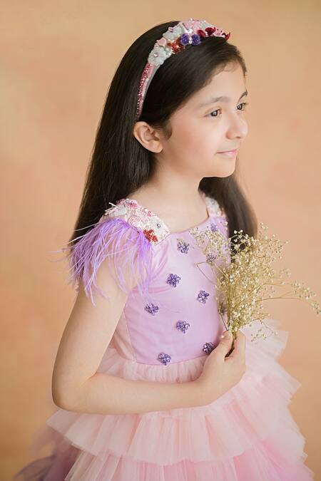Shop_PA:Paa_Purple Tulle Embroidery Sequin And Beads Layered Dress_Online_at_Aza_Fashions