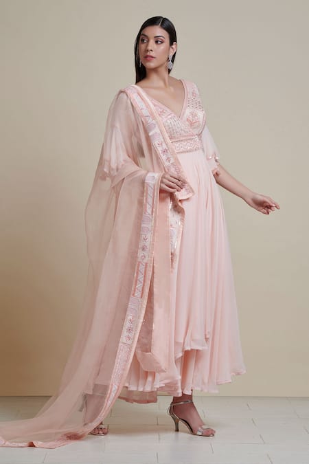 Shop Parul | Vivek Pink Dupatta- Organza, Kurta- Georgette, Lining- Shantoon, Embellished And Set at Aza Fashions Shop_Parul | Vivek_Pink Dupatta- Organza, Kurta- Georgette, Lining- Shantoon, Embellished And Set _at_Aza_Fashions