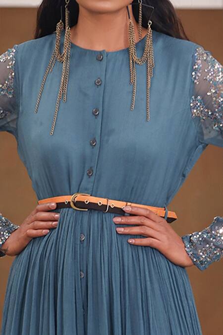 Buy Pallavi Jaipur Grey Chiffon Lining Shantoon Sequin Round High Low Midi Dress Online at Aza Fashions Buy_Pallavi Jaipur_Grey Chiffon Lining Shantoon Sequin Round High Low Midi Dress _Online_at_Aza_Fashions