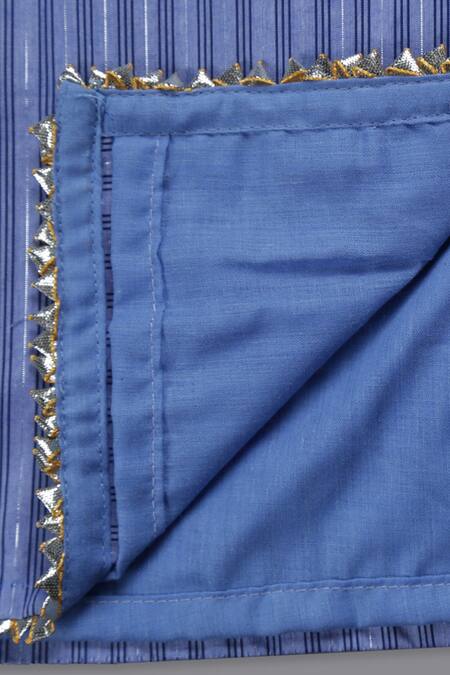 Buy_Champscloset_Blue Cotton Embroidered Kurta And Sharara Set_Online_at_Aza_Fashions