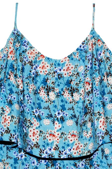 Pwn Blue Wrinkled Rayon Floral Print Jumpsuit Online at Aza Fashions Pwn_Blue Wrinkled Rayon Floral Print Jumpsuit _Online_at_Aza_Fashions