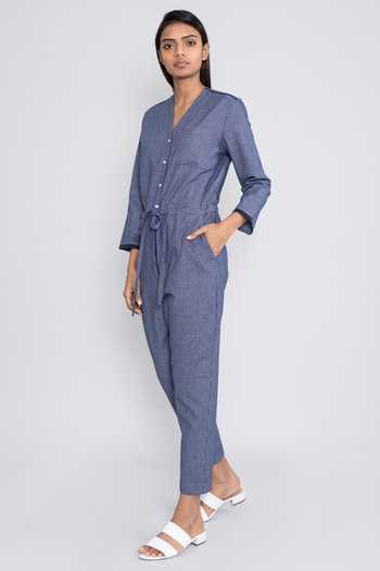 Buy Anomaly Blue Cotton Striped Jumpsuit Online at Aza Fashions Buy_Anomaly_Blue Cotton Striped Jumpsuit_Online_at_Aza_Fashions