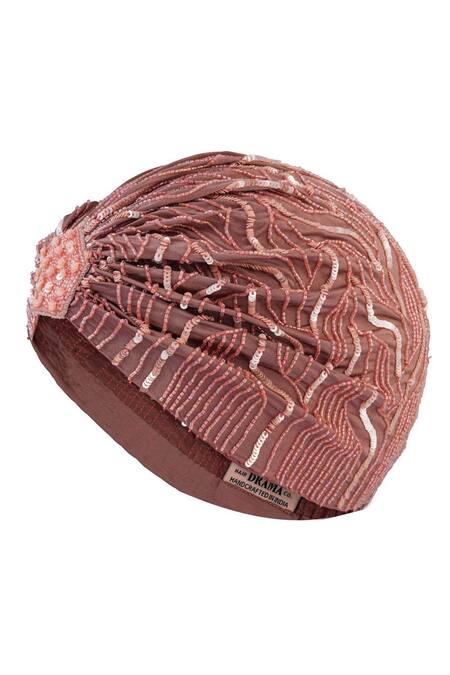 Shop Hair Drama CO Pink Sequins, Beads And Embellished Turban Online at Aza Fashions Shop_Hair Drama CO_Pink Sequins, Beads And Embellished Turban_Online_at_Aza_Fashions