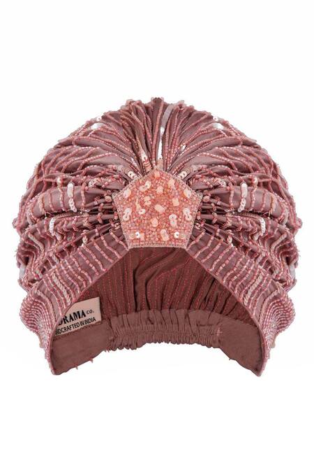 Hair Drama CO Pink Sequins, Beads And Embellished Turban at Aza Fashions Hair Drama CO_Pink Sequins, Beads And Embellished Turban_at_Aza_Fashions