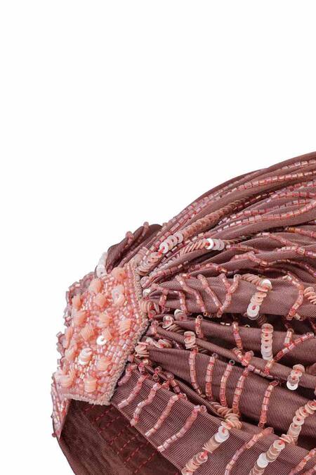 Shop Hair Drama CO Pink Sequins, Beads And Embellished Turban Shop_Hair Drama CO_Pink Sequins, Beads And Embellished Turban
