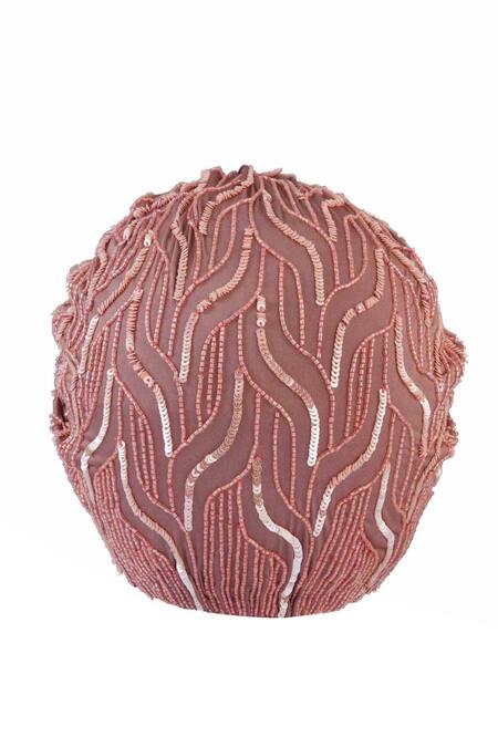 Buy Hair Drama CO Pink Sequins, Beads And Embellished Turban Buy_Hair Drama CO_Pink Sequins, Beads And Embellished Turban