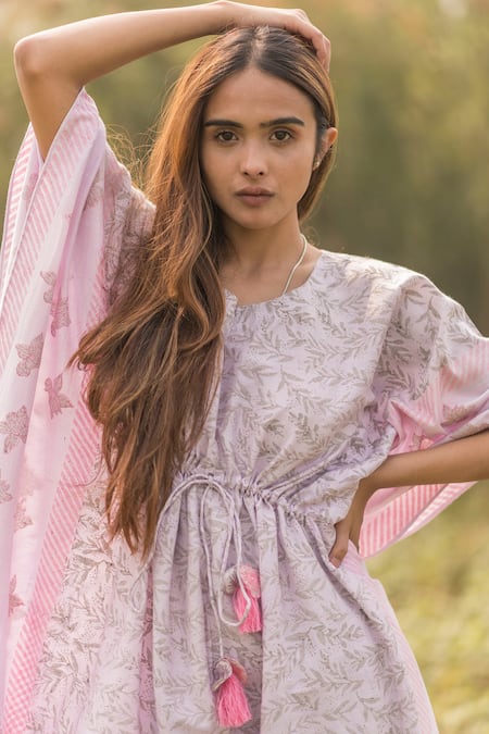 Buy Vaani Beswal Purple Handwoven Chanderi Hand Block Motifs, Stripes Leaf Qara Tunic And Pant Set Online at Aza Fashions Buy_Vaani Beswal_Purple Handwoven Chanderi Hand Block Motifs, Stripes Leaf Qara Tunic And Pant Set _Online_at_Aza_Fashions