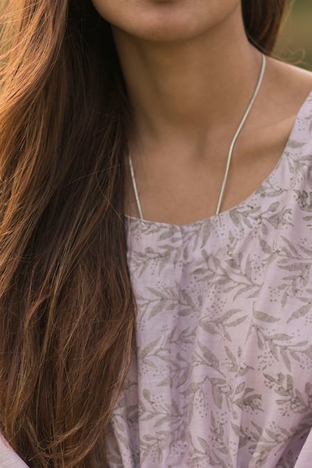 Shop Vaani Beswal Purple Handwoven Chanderi Hand Block Motifs, Stripes Leaf Qara Tunic And Pant Set Online at Aza Fashions Shop_Vaani Beswal_Purple Handwoven Chanderi Hand Block Motifs, Stripes Leaf Qara Tunic And Pant Set _Online_at_Aza_Fashions