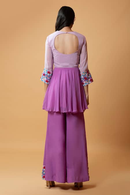 Quench A Thirst Sleeve Embellished Kurta & Sharara Set 