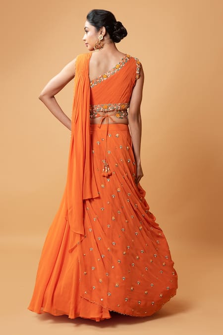 Quench A Thirst Draped Lehenga & Blouse Set 