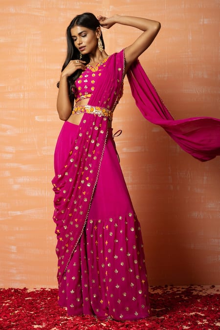 Quench A Thirst Hand Work Pant Saree With Blouse 