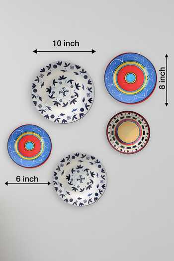 The Quirk India_Multi Color Ceramic The Vibrant Bliss Decorative Wall Plates Set Of 5_Online_at_Aza_Fashions