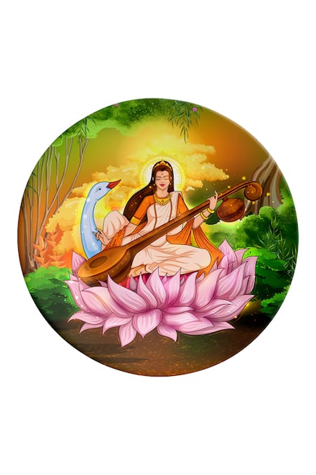 Buy Tamatina Multicolor Religious Art Goddess Saraswati God Unframed Canvas  Painting - 13X10 Inch Online at Best Prices in India - JioMart.