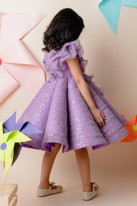 Shop Lil Angels Purple Cotton Ruffles Embellished Dress at Aza Fashions Shop_Lil Angels_Purple Cotton Ruffles Embellished Dress _at_Aza_Fashions