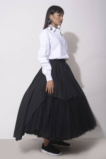 Quod_Black Cotton Ball Gown Skirt_Online_at_Aza_Fashions