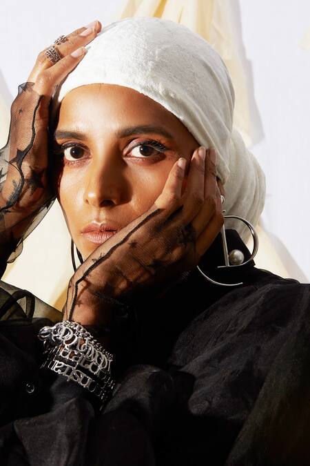 Quod_Silver Plated Pearl Monogram Hoops_Online_at_Aza_Fashions