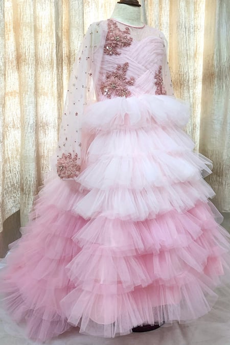 First Arrival Kids Dress maharani net Frill Batterfly Designer styal Baby  Pink  Amazonin Fashion