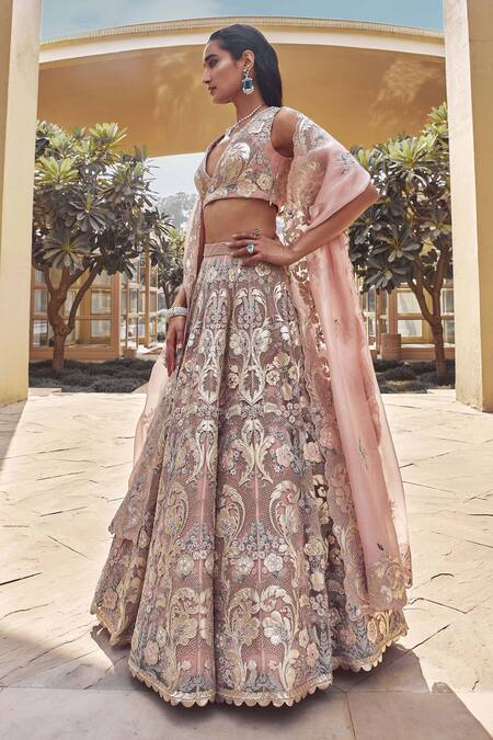 Buy Pankaj & Nidhi Pink Blouse Tulle, Lining Viscose Satin, Lining Embellished Bridal Set Online at Aza Fashions Buy_Pankaj & Nidhi_Pink Blouse Tulle, Lining Viscose Satin, Lining Embellished Bridal Set _Online_at_Aza_Fashions