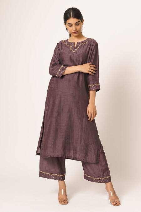 Dot Purple Silk Round Kurta Set Online at Aza Fashions Dot_Purple Silk Round Kurta Set _Online_at_Aza_Fashions