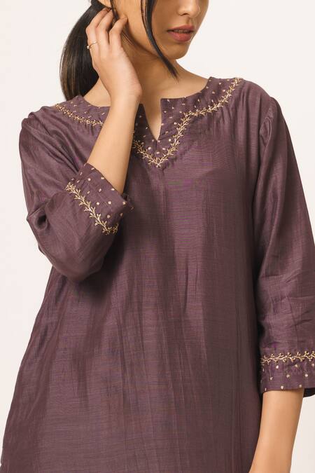 Buy Dot Purple Silk Round Kurta Set Online at Aza Fashions Buy_Dot_Purple Silk Round Kurta Set _Online_at_Aza_Fashions