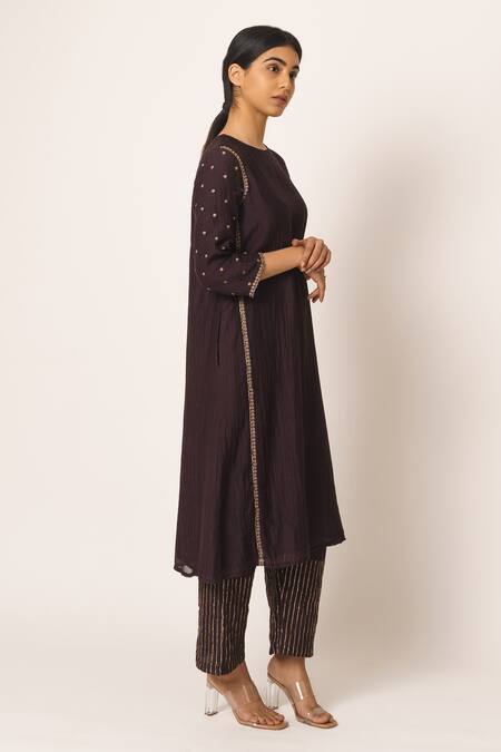 Dot Purple Chanderi Round Kurta Set Online at Aza Fashions Dot_Purple Chanderi Round Kurta Set _Online_at_Aza_Fashions