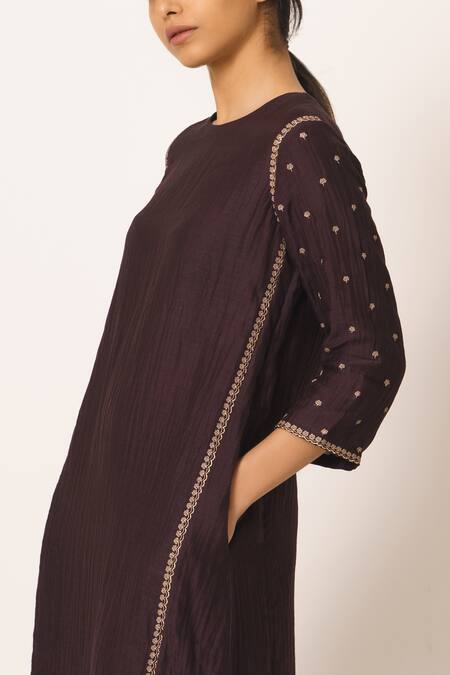 Buy Dot Purple Chanderi Round Kurta Set Online at Aza Fashions Buy_Dot_Purple Chanderi Round Kurta Set _Online_at_Aza_Fashions