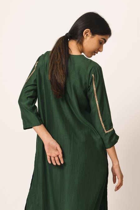 Buy Dot Green Silk Round Kurta Set Online at Aza Fashions Buy_Dot_Green Silk Round Kurta Set _Online_at_Aza_Fashions