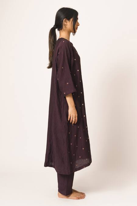 Buy Dot Purple Chanderi Round Kurta Set Online at Aza Fashions Buy_Dot_Purple Chanderi Round Kurta Set _Online_at_Aza_Fashions
